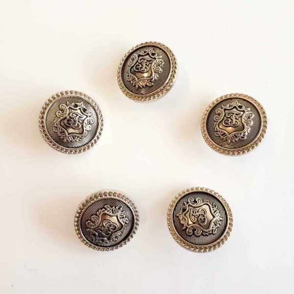 Aged silver shield buttons